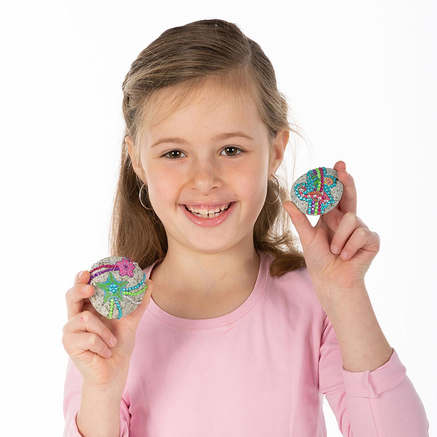 Totum knutselset stenen versieren met zeester incl. 350+ strass steentjes - rock starfish cadeautip creatief speelgoed meisjes en jongens knutselen
