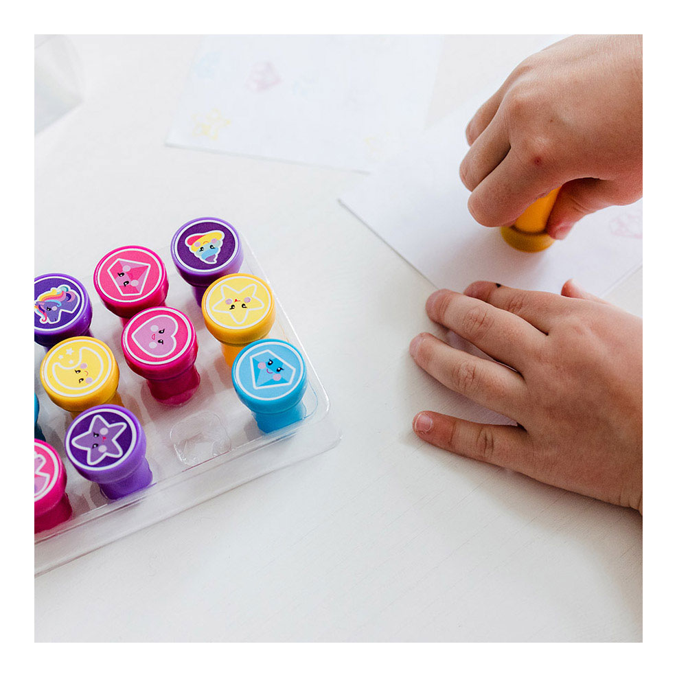 Totum stempels unicorn junior 12 stuks zelfinktend - creatief speelgoed junior meisjes vanaf 3 jaar - stempelen knutselen kaarten maken cadeau tip