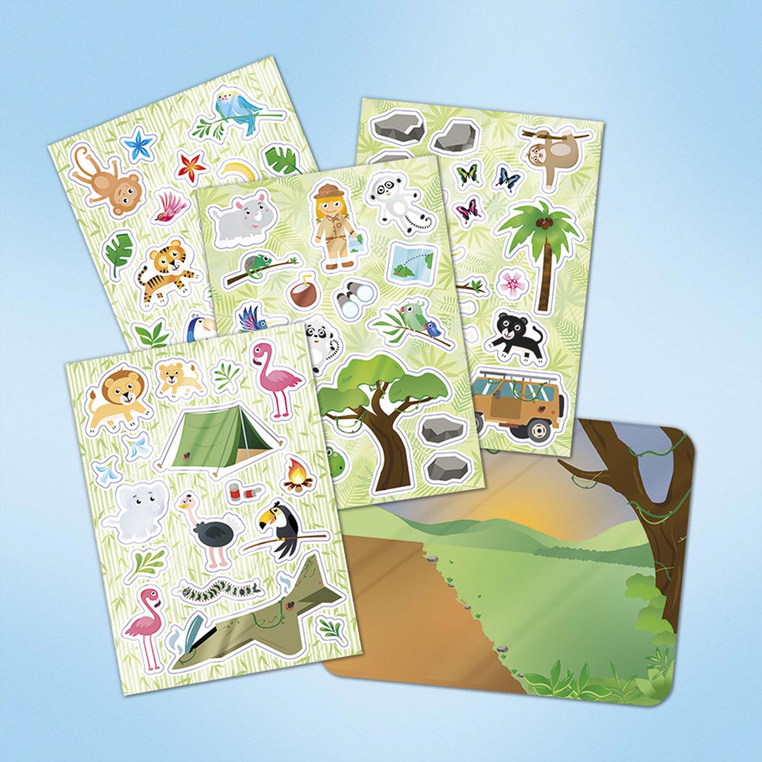 Totum wildlife raamstickers wilde dieren - jungle dierentuin - educatief speelgoed junior vanaf 3 jaar - verplaatsbare niet permanente stickers - stickeren thuis en onderweg