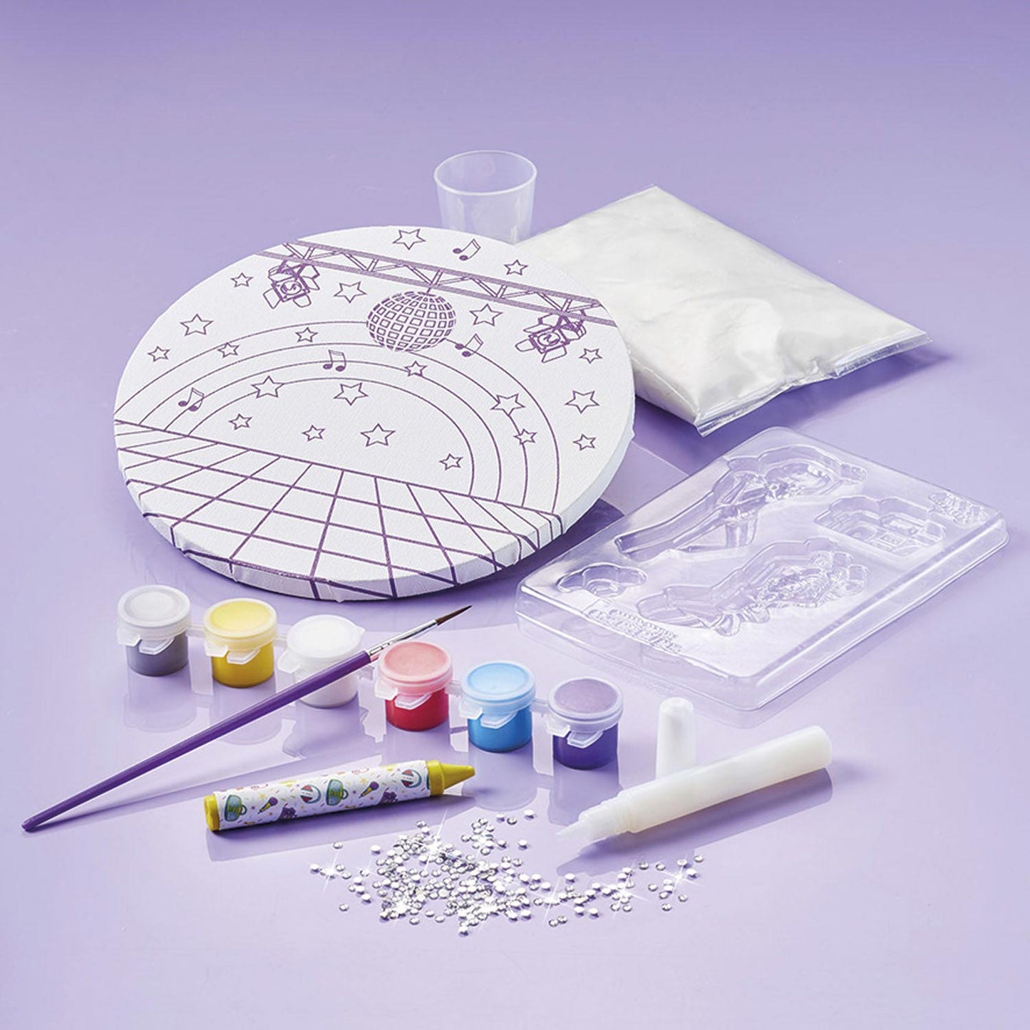 Totum knutselkoffer disco dans canvas schilderijtje maken - speelgoed meisjes - knutselen met gips home deco