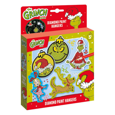 Totum the grinch diamond painting hangers maken - 5 stuks - 1000+ steentjes in 7 kleuren - speelgoed kinderen - knutselen - voor meisjes en jongens - vanaf 5 jaar -