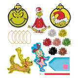 Totum the grinch diamond painting hangers maken - 5 stuks - 1000+ steentjes in 7 kleuren - speelgoed kinderen - knutselen - voor meisjes en jongens - vanaf 5 jaar - - afbeelding 2