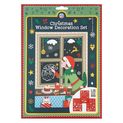 Creative craft group raam decoratie set kerstmis - 3 sjablonen en 4 viltstiften