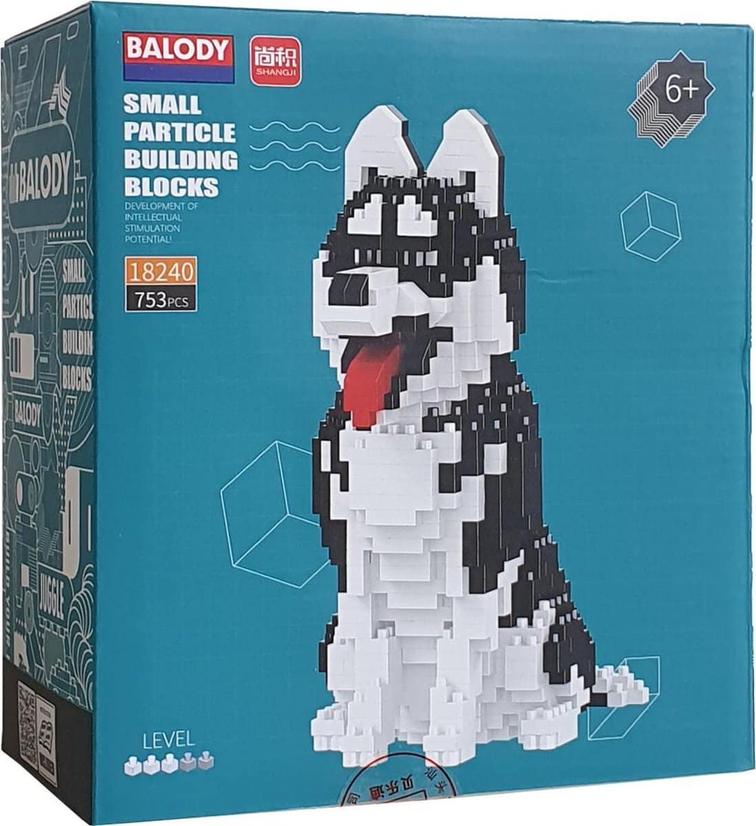 balody husky hond met nanoblocks mini lego bouwstenen 753 onderdelen