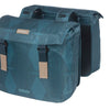 Basil Elegance dubbele fietstas, blauw, gerecycled PET, gevoerd, waterkerende sluiting, Universal Bridge, 40-49L