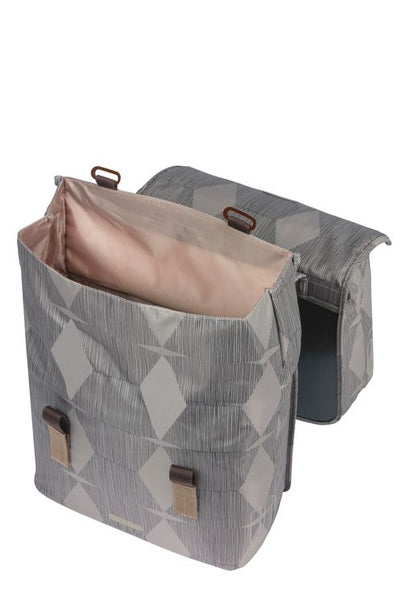 Basil Elegance dubbele fietstas, gerecycled PET, waterkerend, MIK, zwart, 40-49L