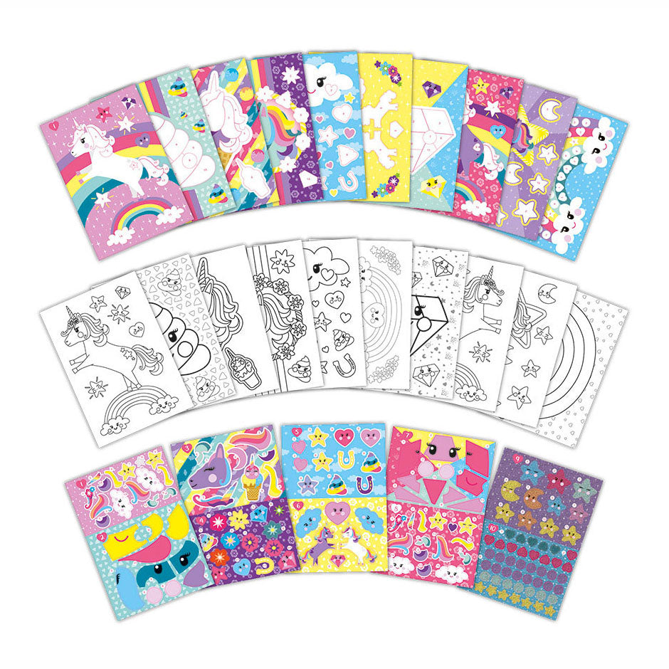 Totum unicorn sticker puzzel doeboek a5 - vakantieboek stickeren op nummer incl. kleurplaten - speelgoed meisjes vanaf 3 jaar