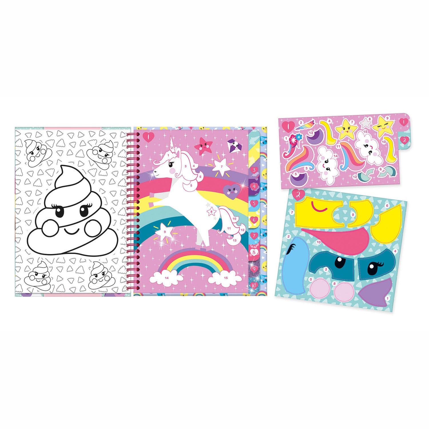 Totum unicorn sticker puzzel doeboek a5 - vakantieboek stickeren op nummer incl. kleurplaten - speelgoed meisjes vanaf 3 jaar