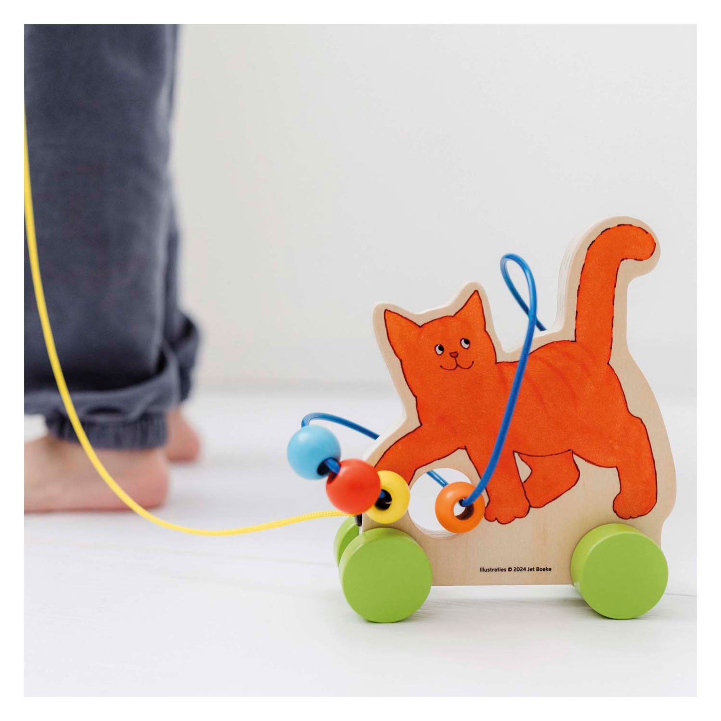 Bambolino toys dikkie dik houten trekfiguur met motoriekspiraal