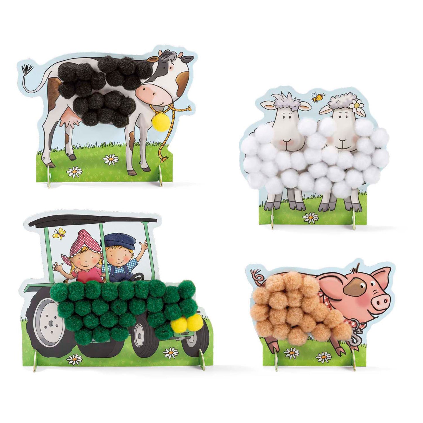 Bambolino fien teun knutselen - pompom plakken - knutselset boerderijdieren - creatief speelgoed, peuter, kleuter - vanaf 3 jaar - toys
