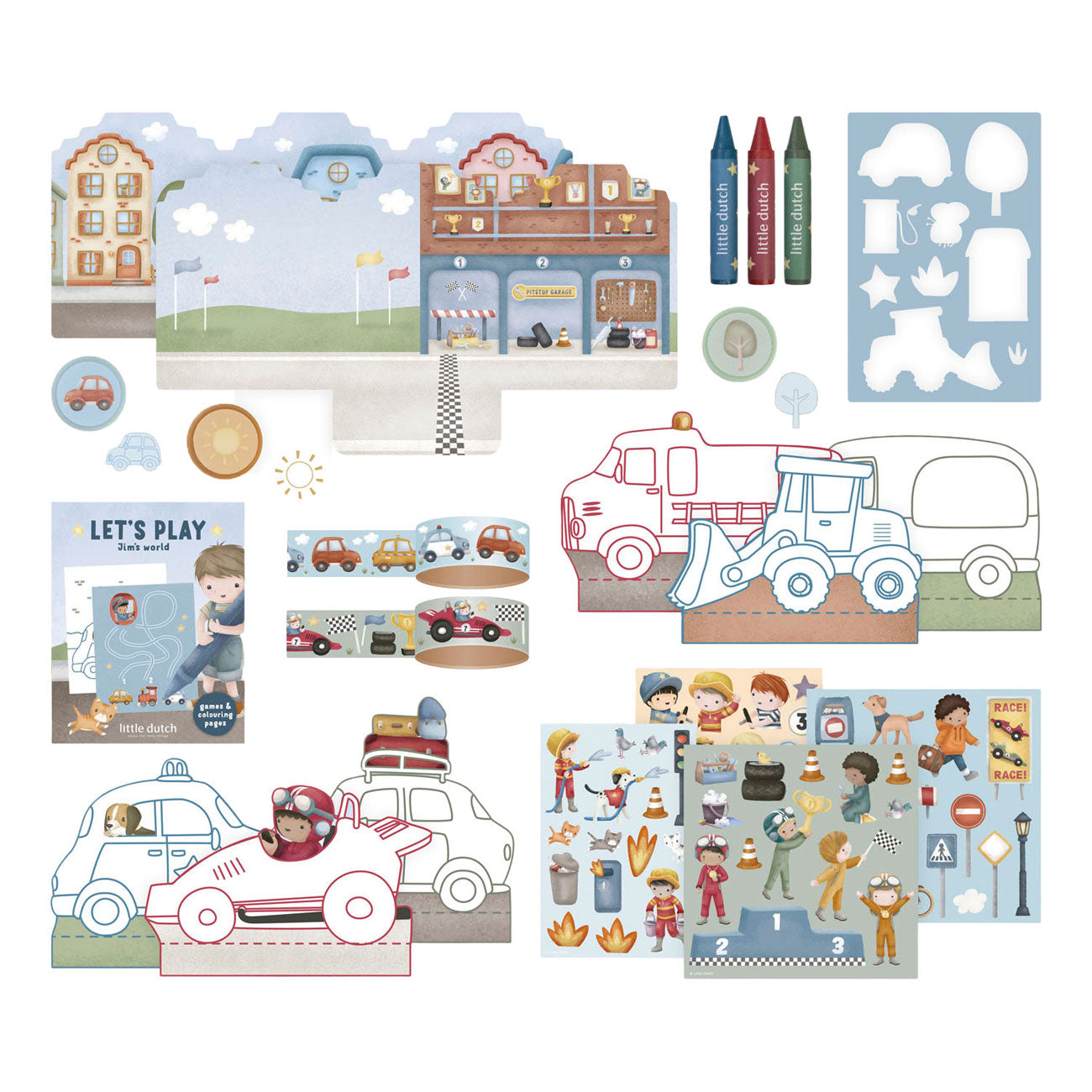 Little dutch knutselkoffer jim vehicles - creatief speelgoed - cadeautip