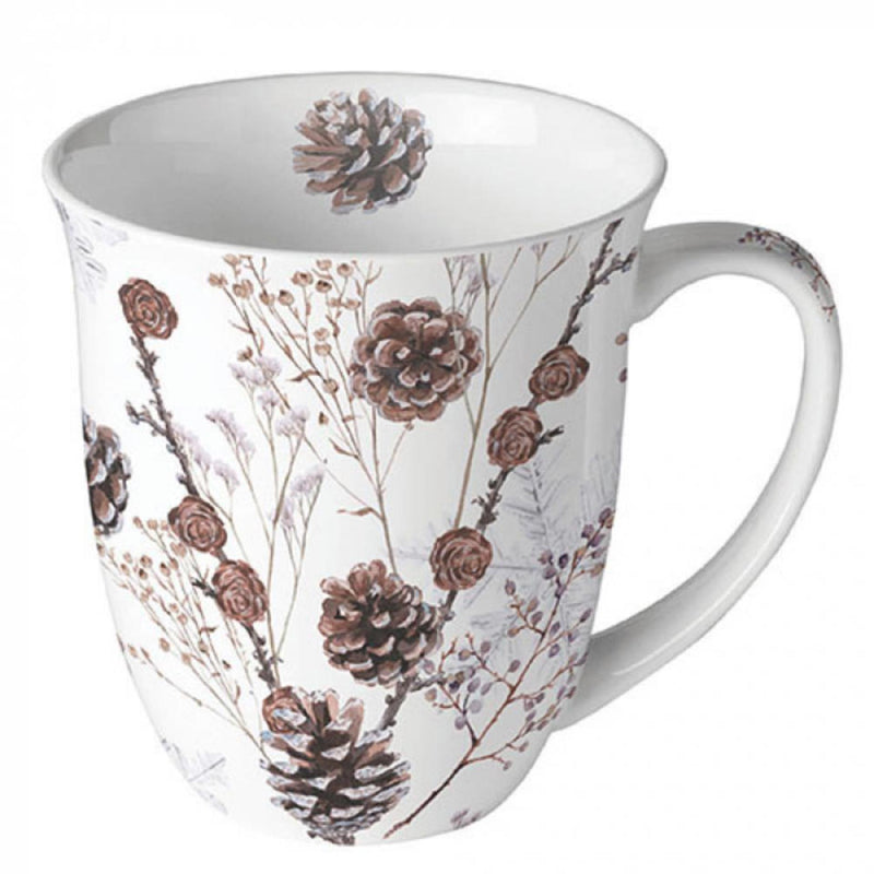 Ambiente mok 400ml pine cones wit