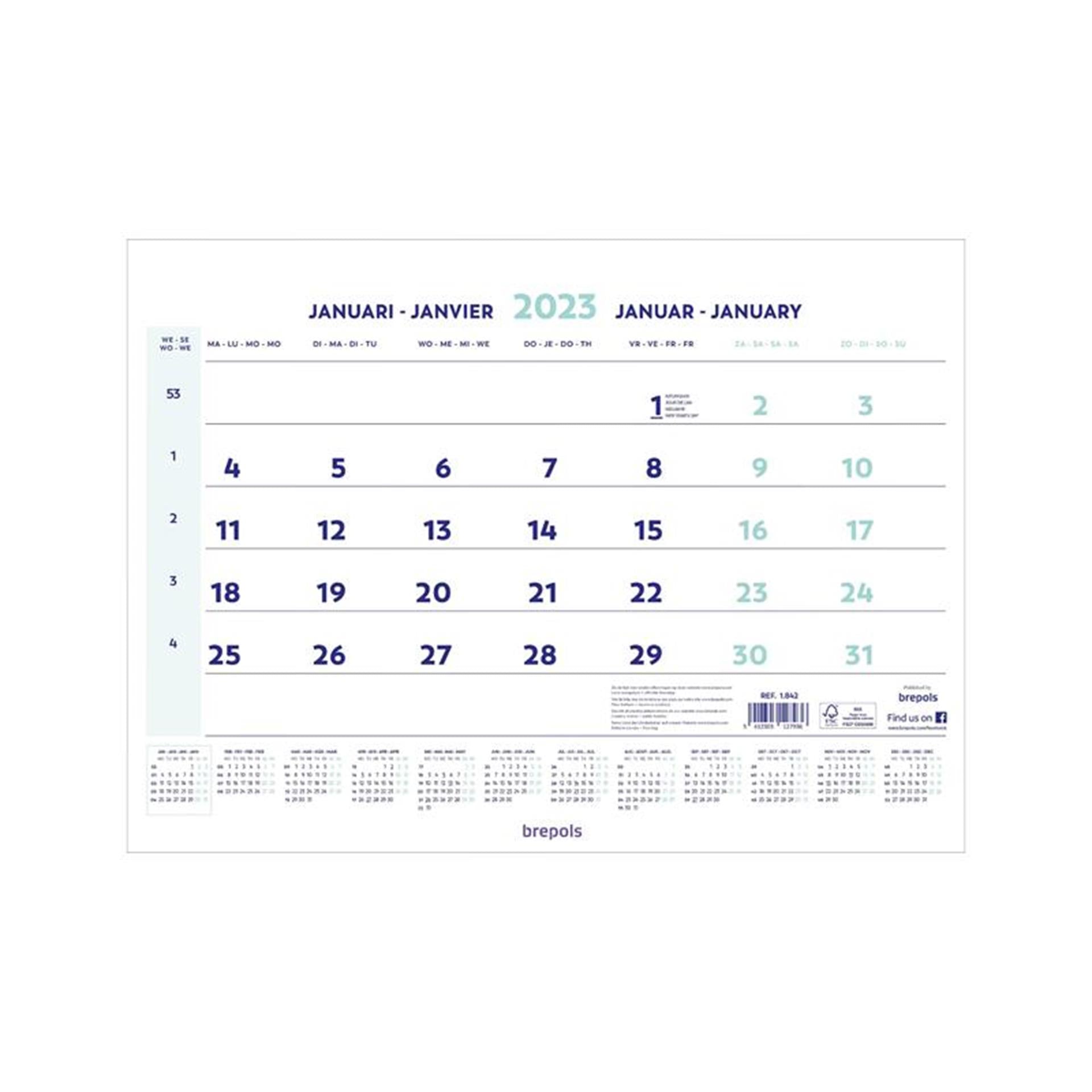 Brepols maandkalender 2026 46x31cm