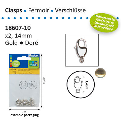 Vaessen creative • sluiting vis 14mm 2pcs gold
