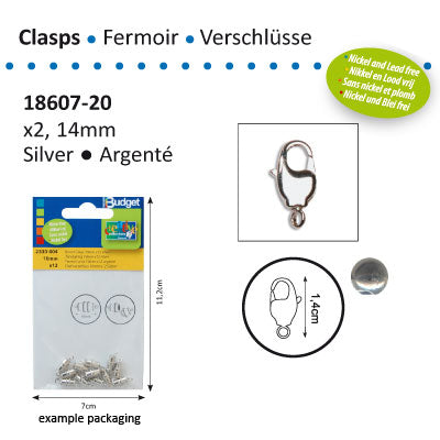 Vaessen creative • sluiting vis 14mm 2pcs silver