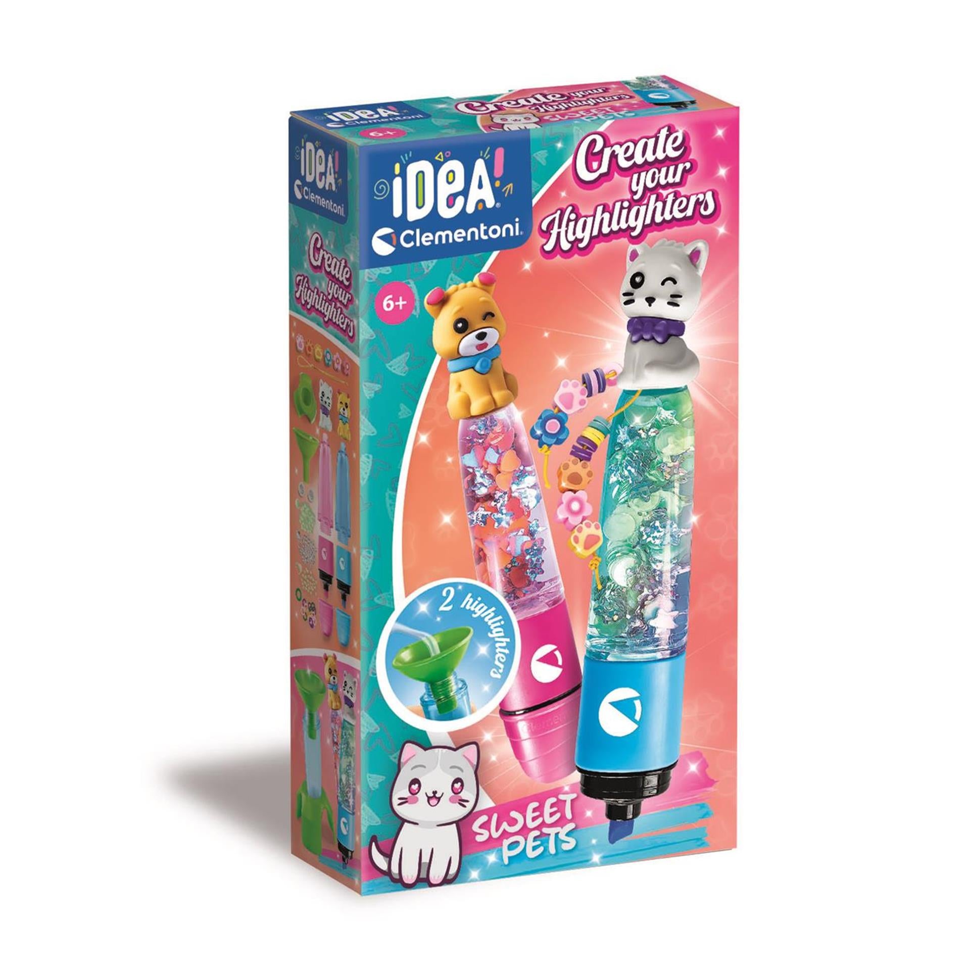 Clementoni idea create you highlighters pets klein 2 pennen met accessoires