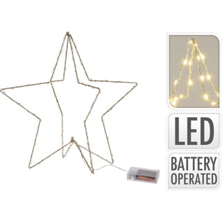 Overige merken goudkleurige kerstster met ledverlichting op batterij 37 cm
