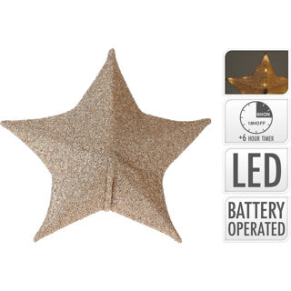 No brand kerst ster 50 cm 30 led stof goud | 4 stuks
