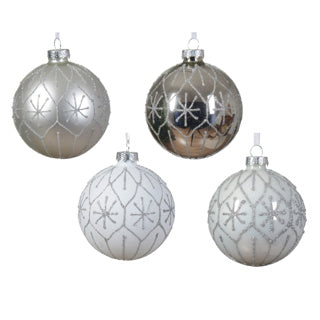 Kerstbal glas 2 kleuren assorti 8 cm | 12 stuks