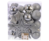Edelman boom decoratie onbreekbaar zilver 40 stuks | 3 stuks - afbeelding 1