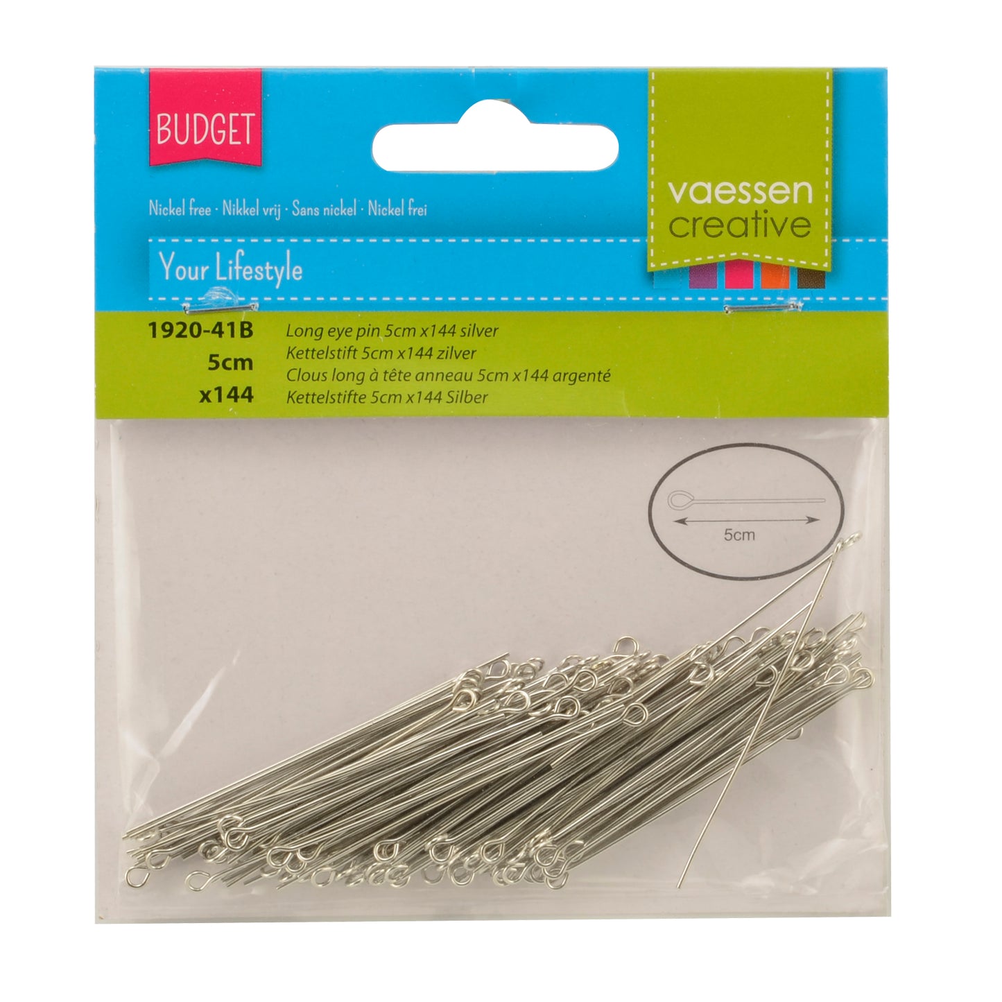 Vaessen creative • kettelstift 5cm 144pcs silver