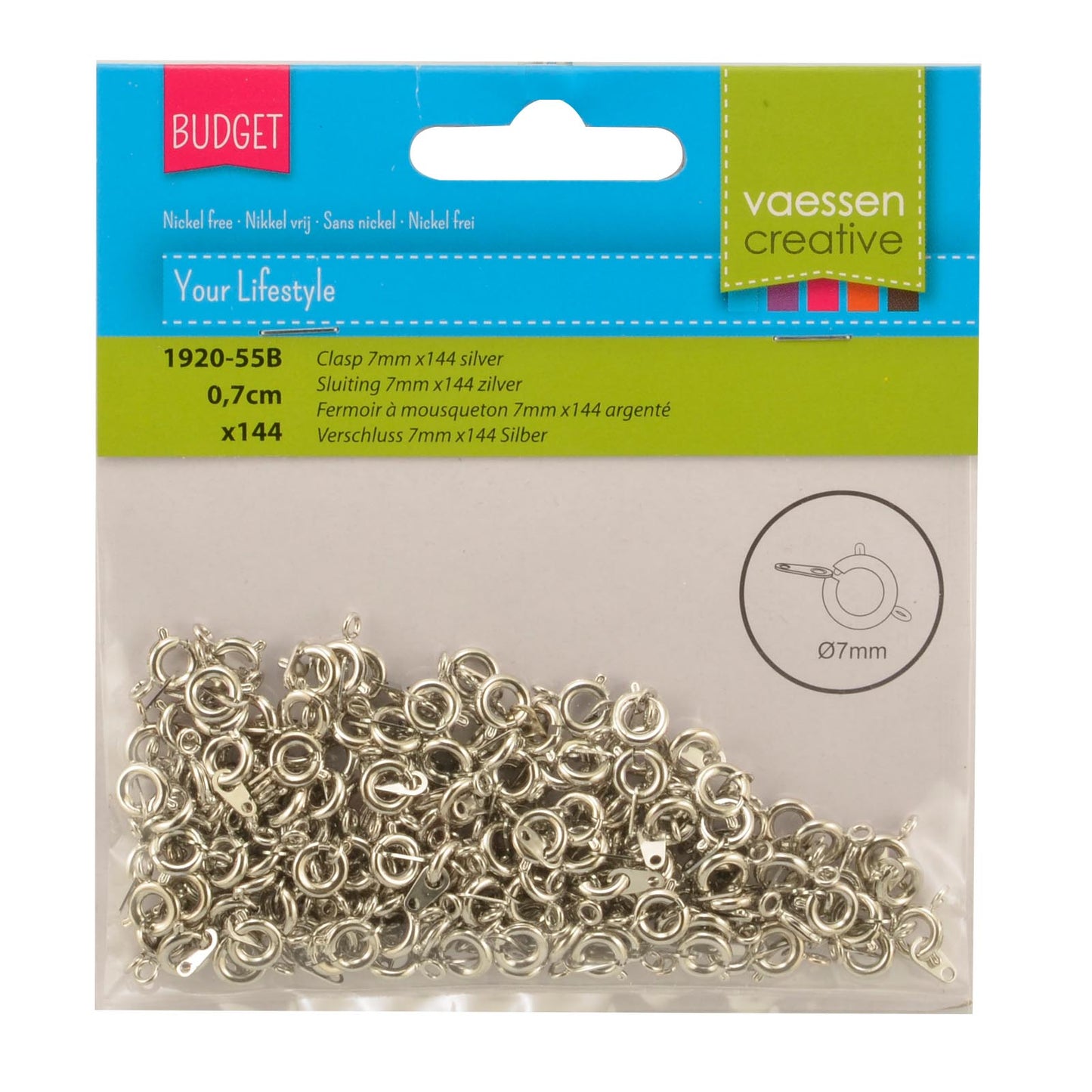 Vaessen creative • sluiting 7mm 144pcs silver