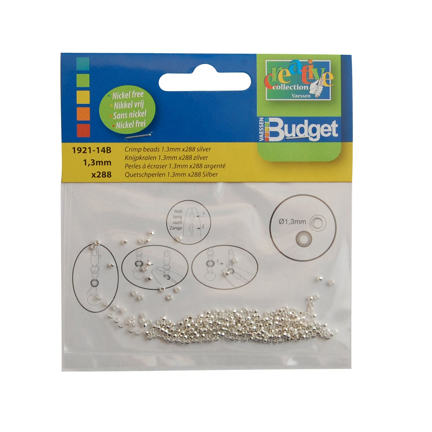 Vaessen creative • knijpkralen 13mm 288pcs zilver
