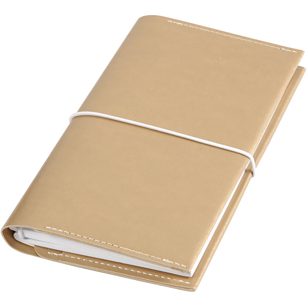 Planner bulletjournal, afm 10x18x1,5 cm, elastieksluiting, goud, 1 stuk