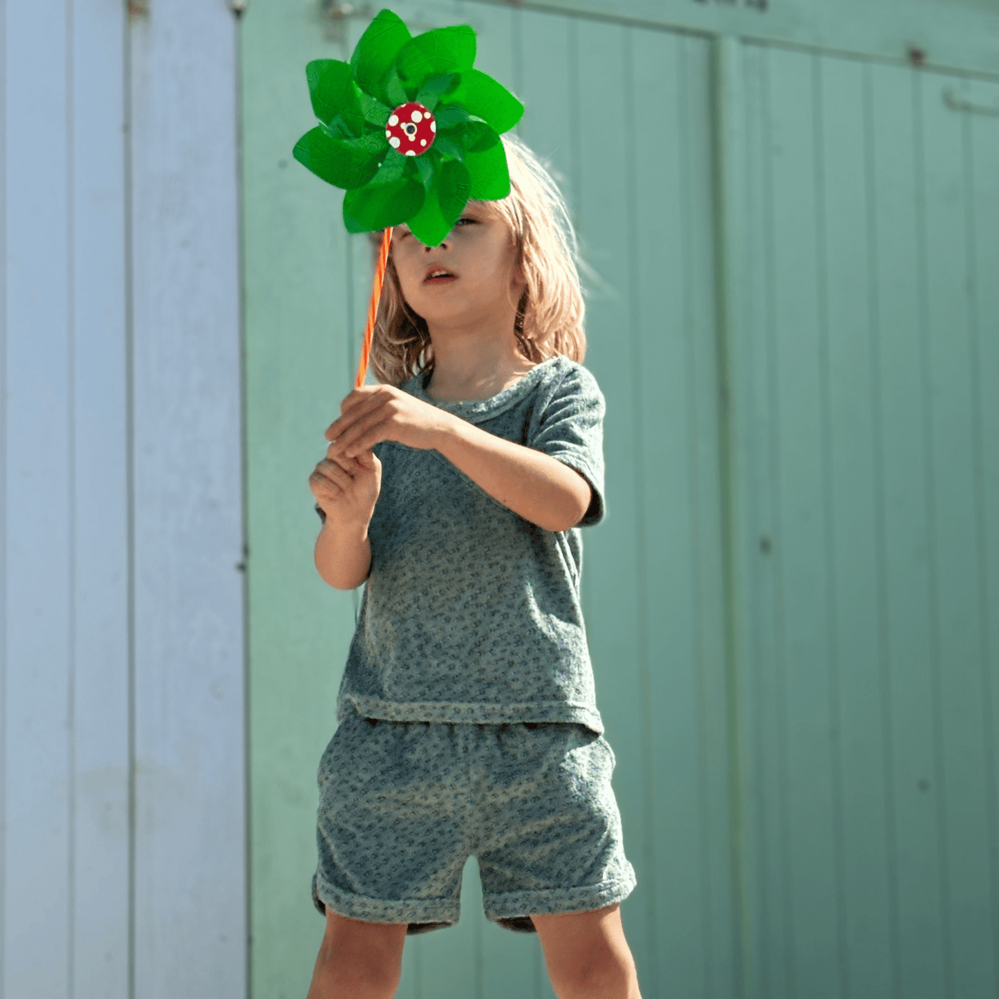 Leopard | groen jongens set strand - terry