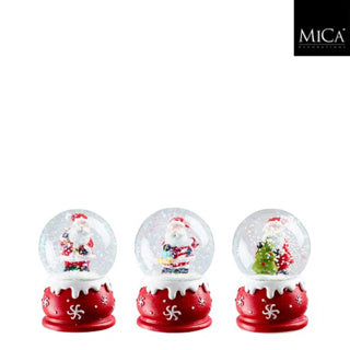 Decoratie waterbal kerstman rood 3 assorti - h6,5xd4,5cm | 4 stuks