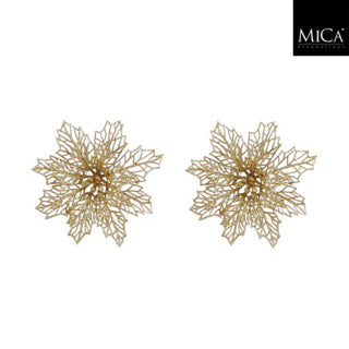 Edelman clip poinsettia goud 2 stuks - h3xd13,5cm | 4 stuks