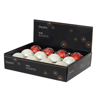 Kerstballen glas 3col assdia8cm | 12 stuks