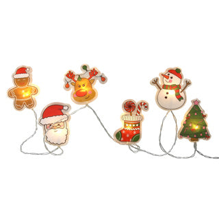 Raamdeco pvc kerstfiguren lichtsnoer x6led timer 2xaa 6 18u | 4 stuks