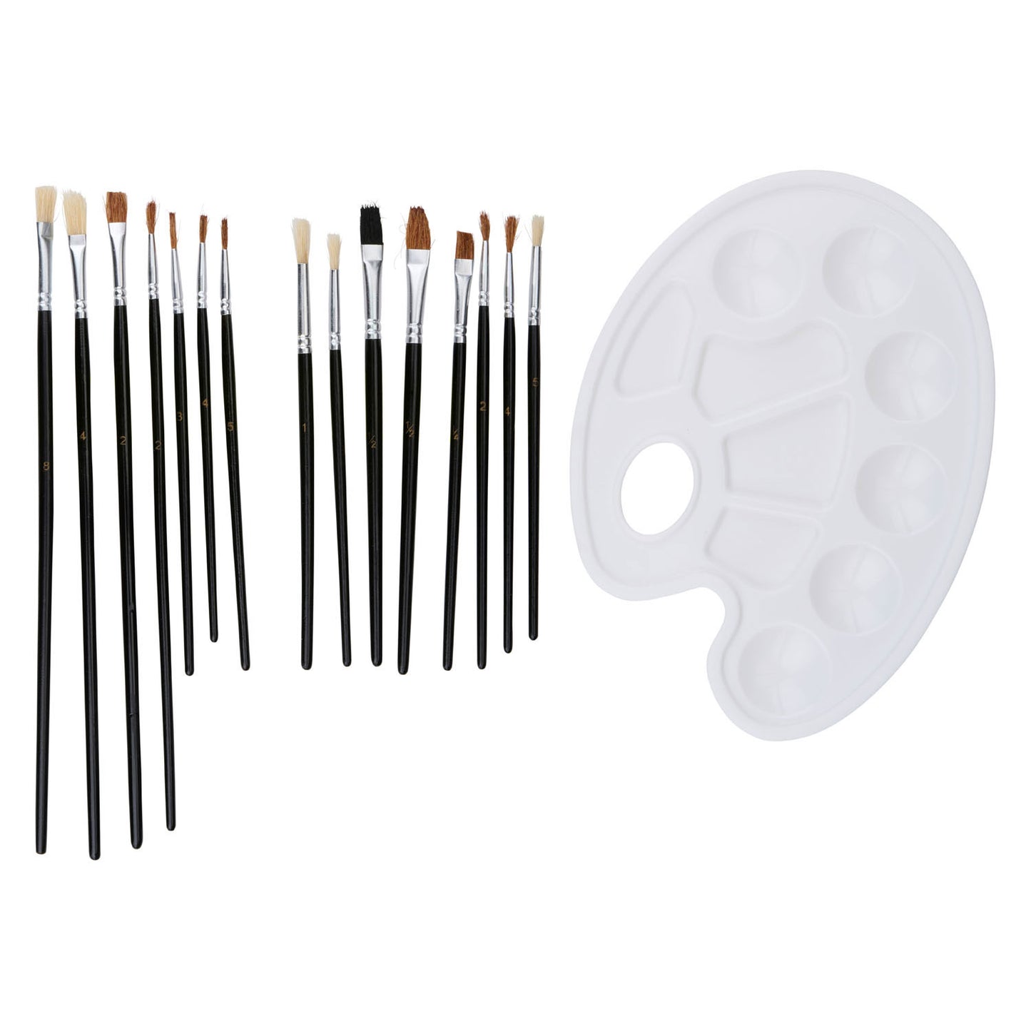 Penselen en palet, 16dlg.