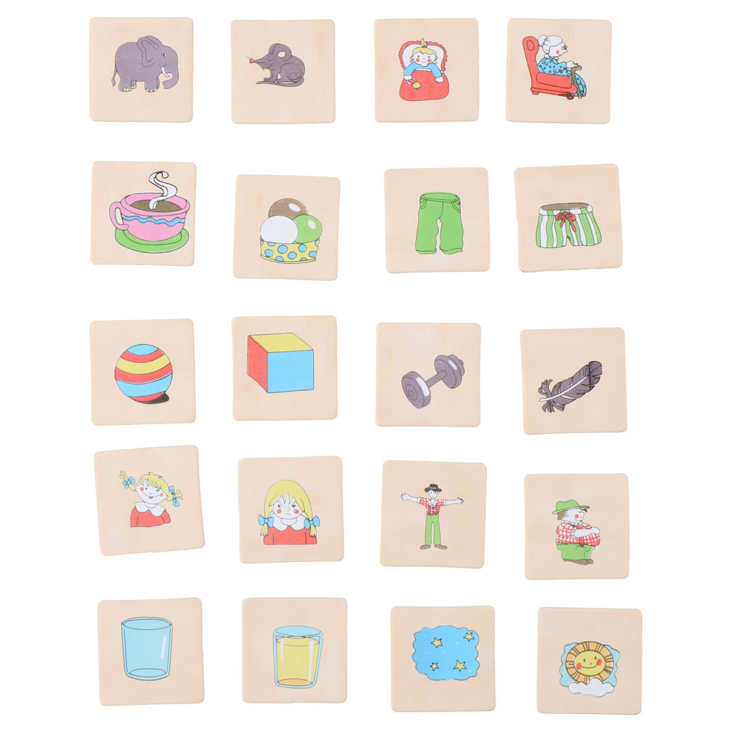 Memospel tegenstelling hout, 20dlg.