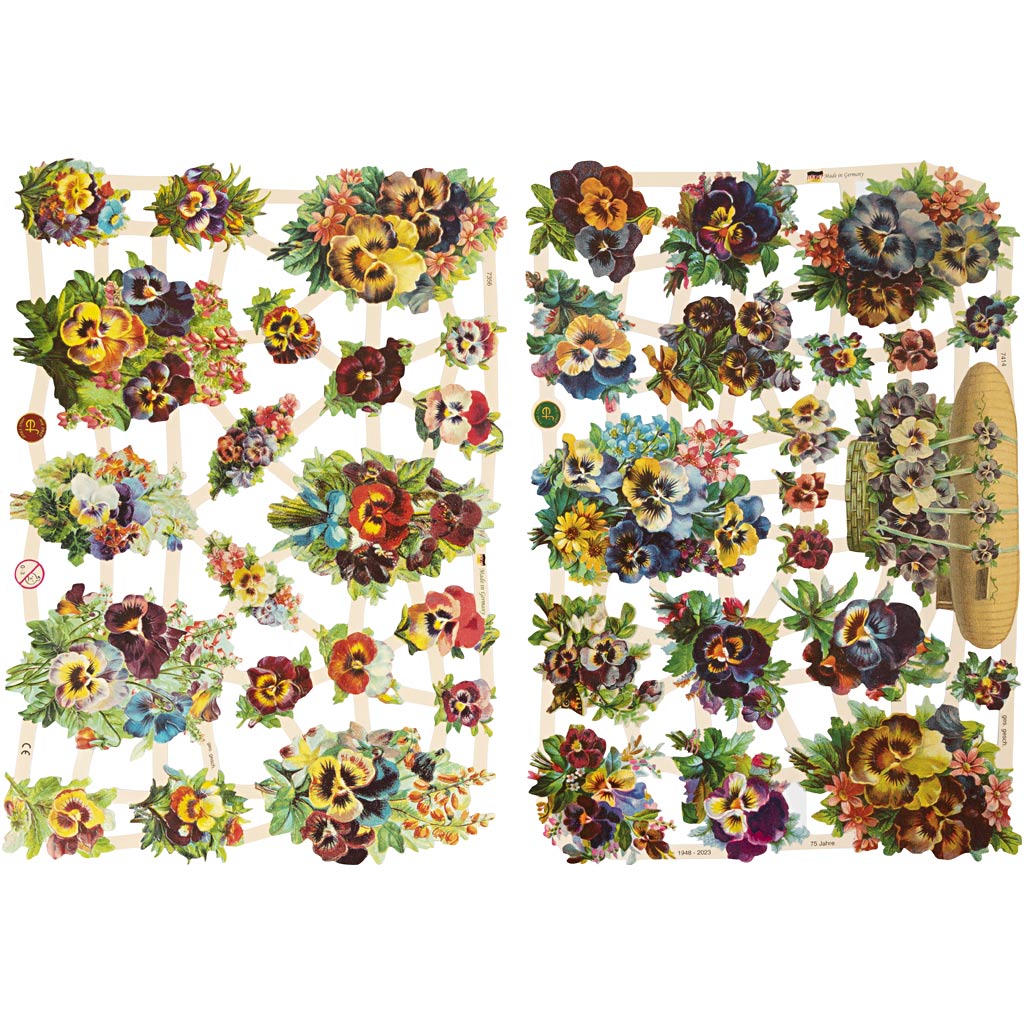 Vintage plaatjes, viooltje, vel 16,5x23,5 cm, 2 vel 1 doos
