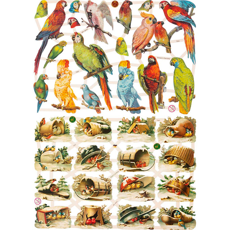 Vintage plaatjes, vogels, vel 16,5x23,5 cm, 2 vel 1 doos