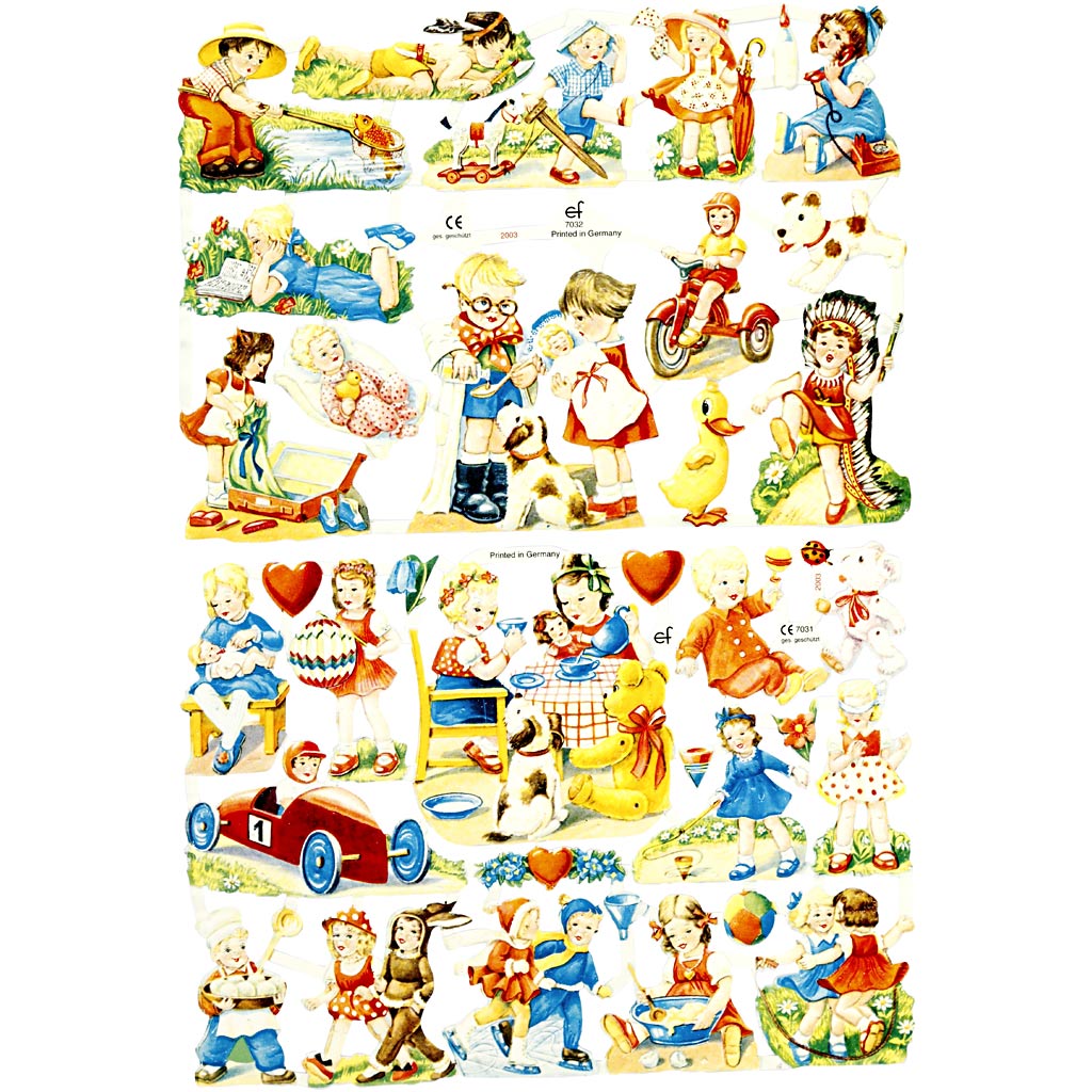 Vintage plaatjes, kinderen, vel 16,5x23,5 cm, 2 vel 1 doos