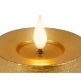 Lumineo 3-delig realistische led kaars met wax pit en vlam effect ø7.5 hoogte 9,5-13,5-20cm goud met timer werkt op afstandsbediening en batterij - afbeelding 2