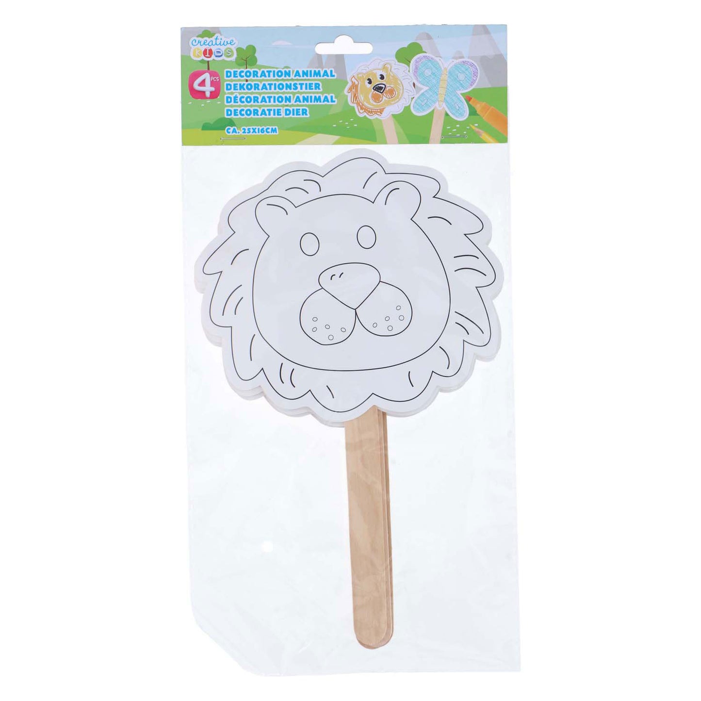 Decoratie maskers met houten handvat, 4st.