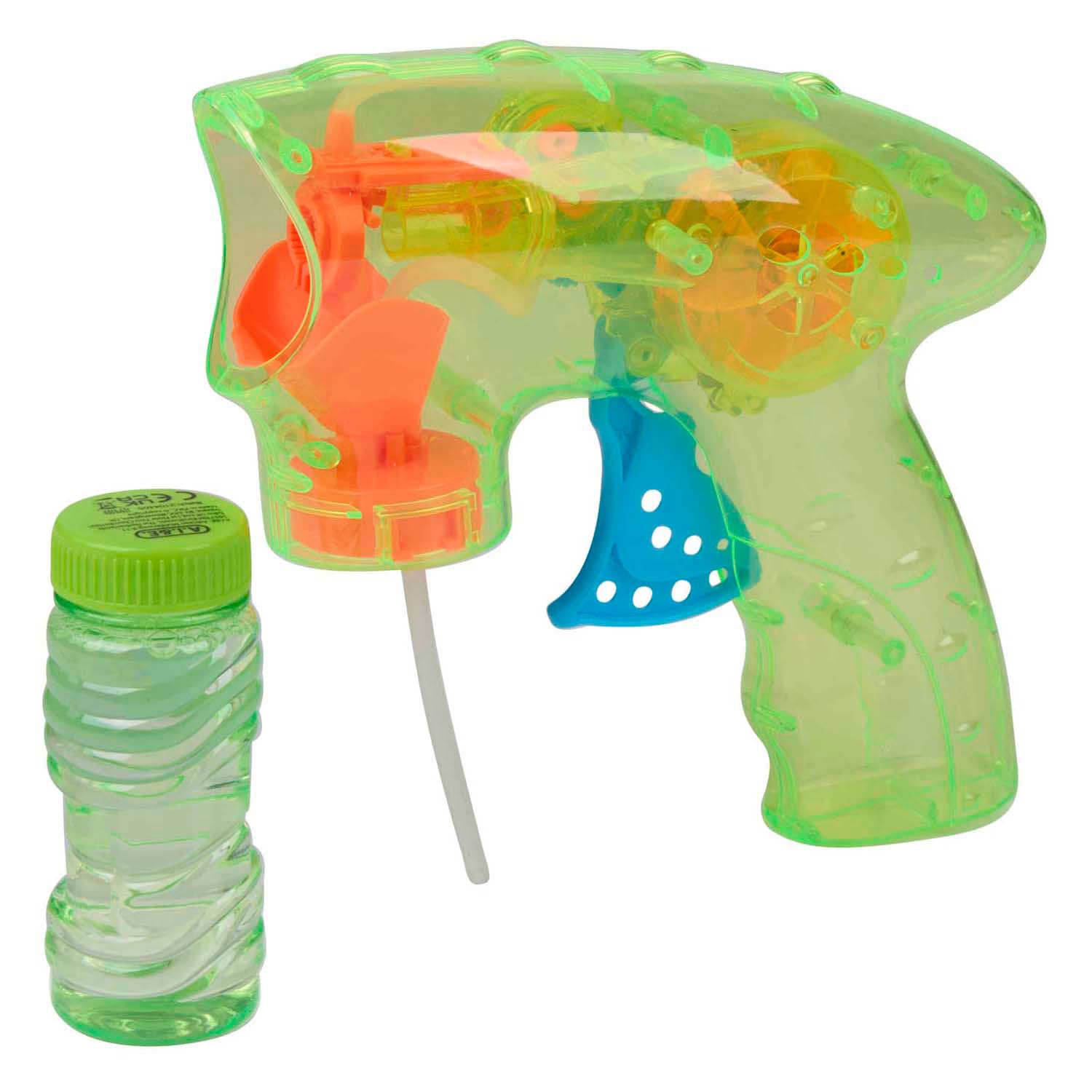 Eddy toys bellenpistool met licht - bubble gun with light 2 stuks - bellenpistool 60 ml inclusief bellenblaasvloeistof - automatisch bellenpistool op batterijen - diverse kleuren - 1 willekeurige kleur