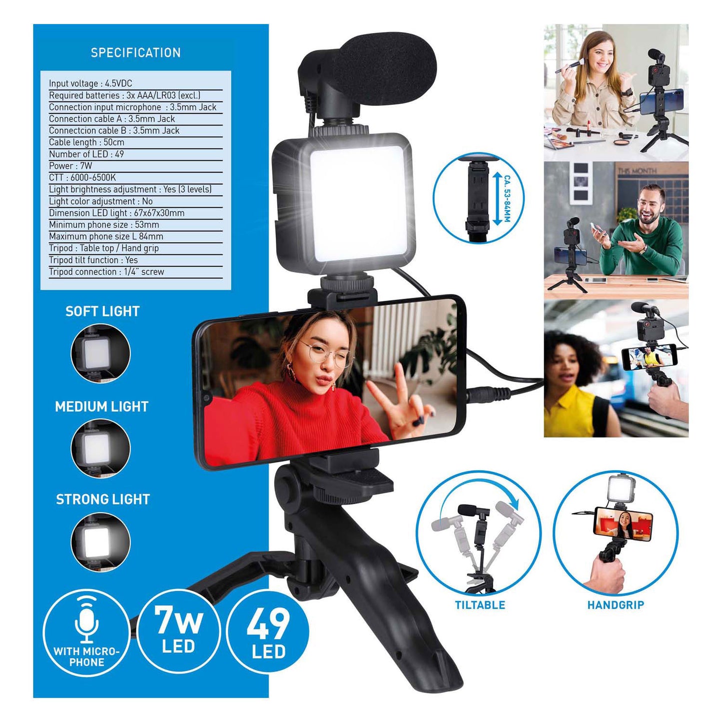 Selfiestudio vlog kit 3-in-1