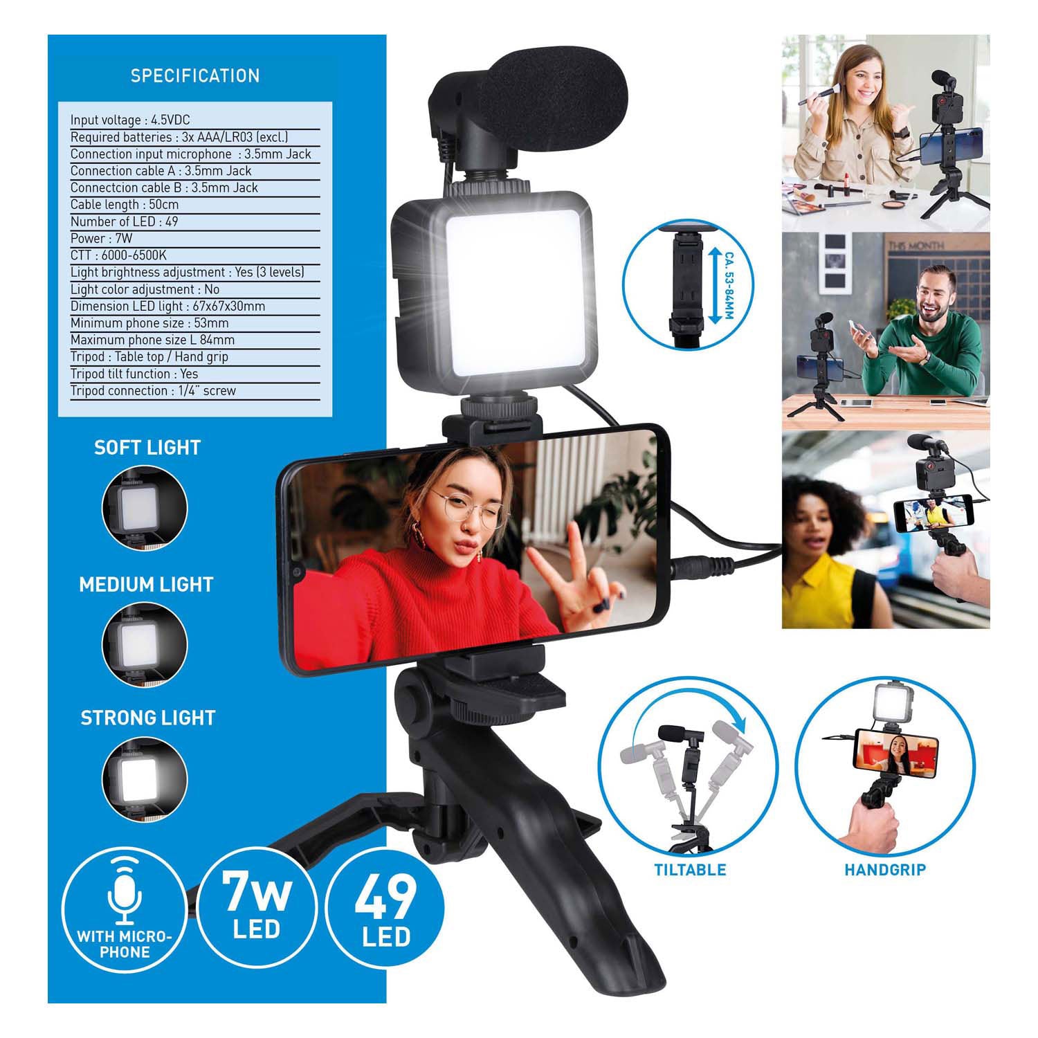 Selfiestudio vlog kit 3-in-1