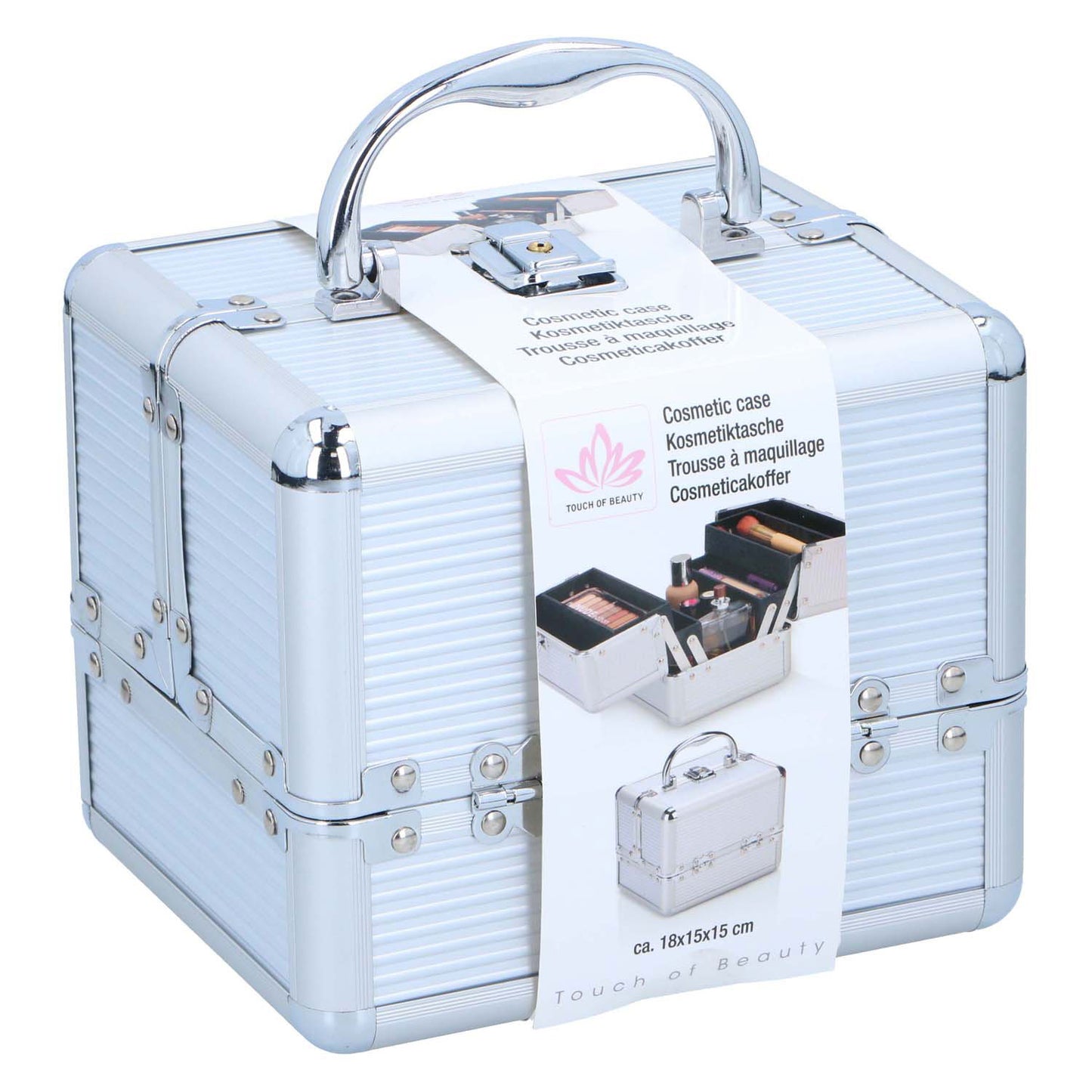 Metalen make-up koffer - beautycase - 18x15cm