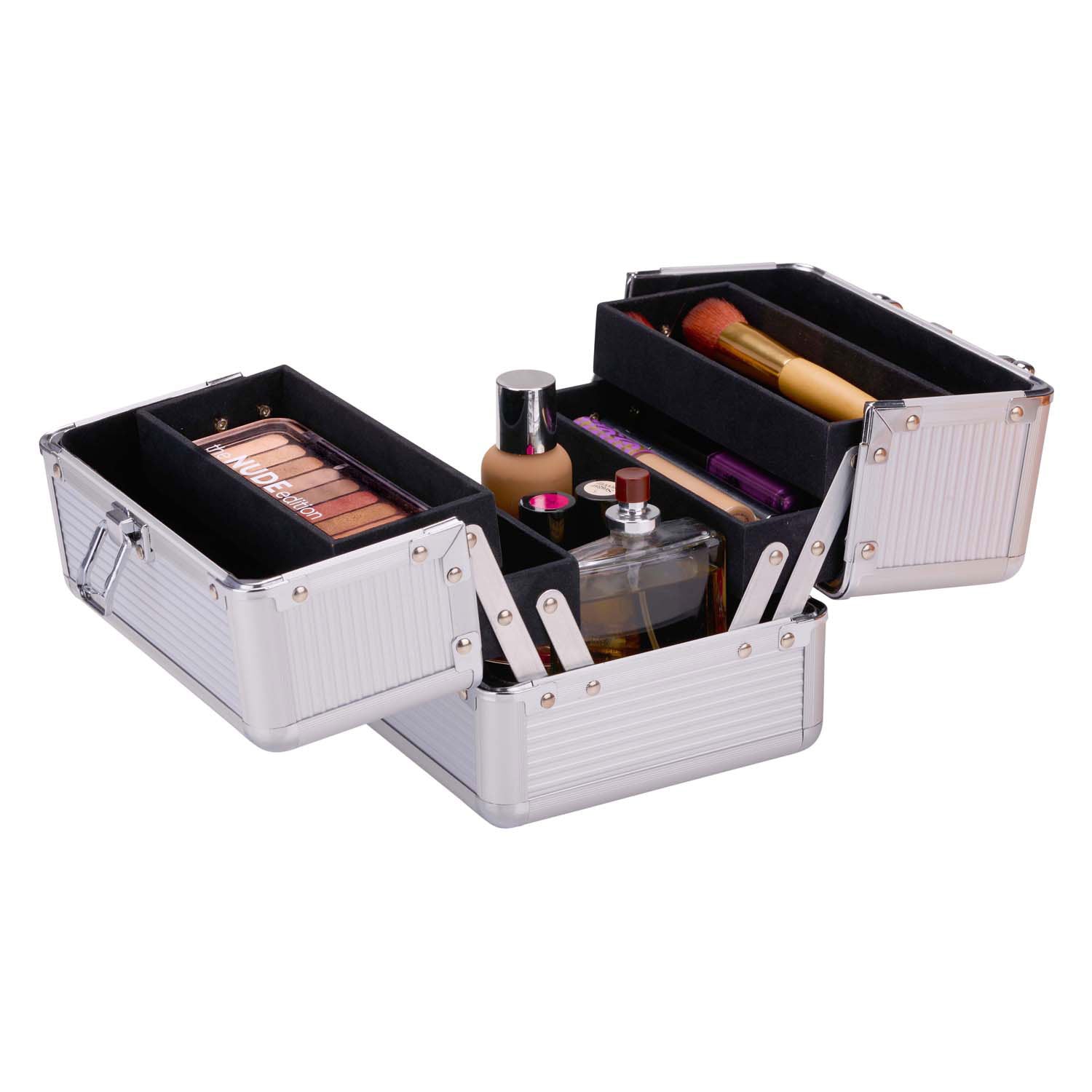 Metalen make-up koffer - beautycase - 18x15cm