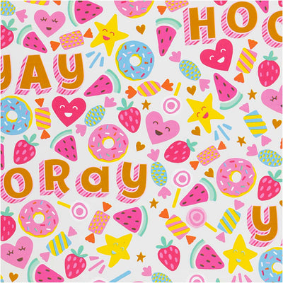 Creativ company inpakpapier, snoep, fruit en donuts, b: 50 cm, 80 gr, 5 m 1 rol