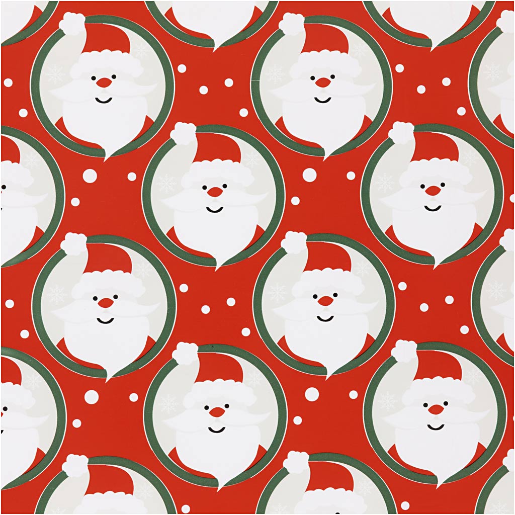 Creativ company inpakpapier, kerstman, b: 50 cm, 80 gr, rood, 5 m 1 rol