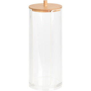 Eleganza wattenschijfjes container 7x19 cm bamboe transparant