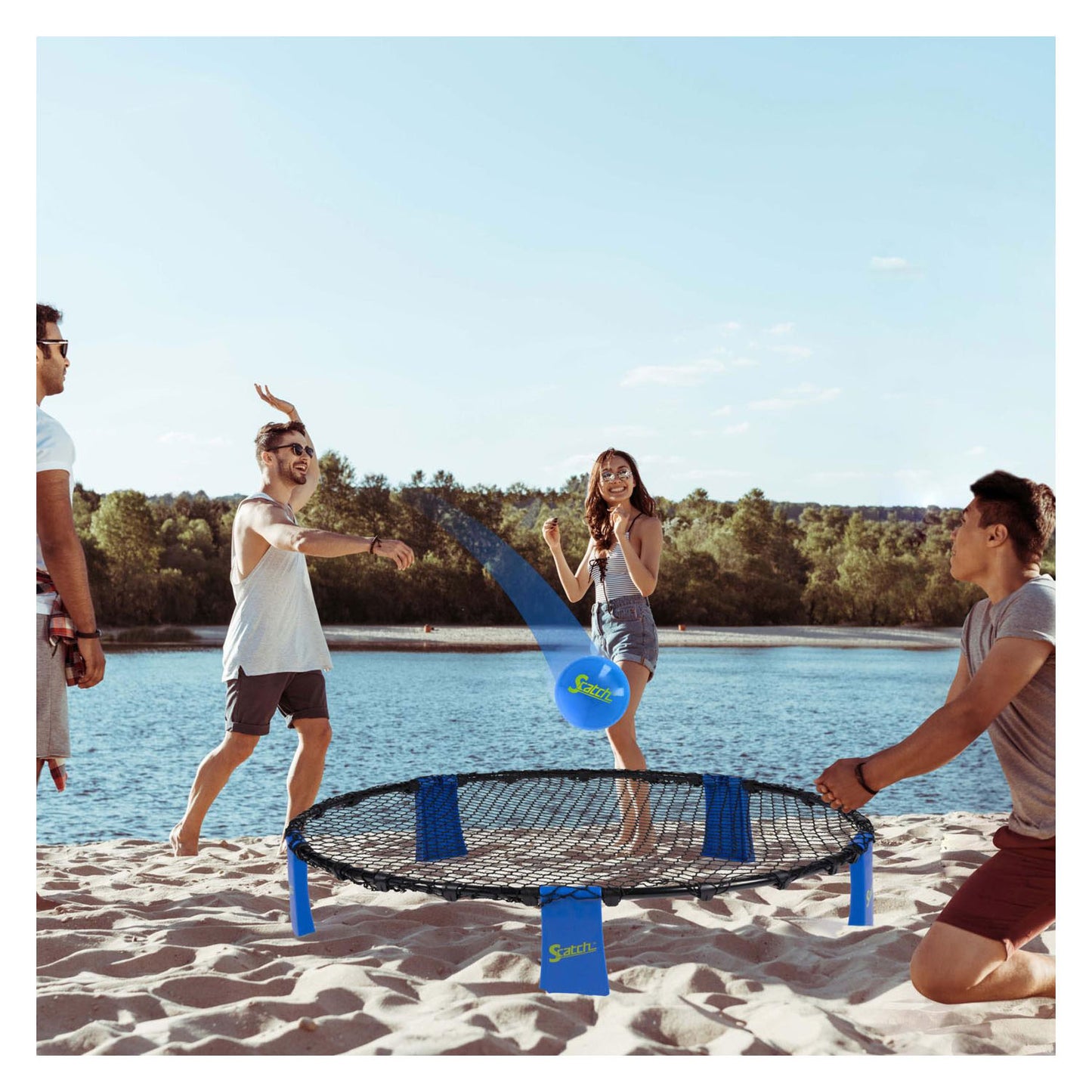 Vang-en werp spel spyderball | blauw | 90cm