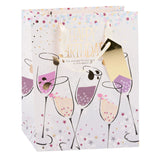 Merkloos sans marque no brand cadeautasje verjaardag - papieren gift bag met stevige lintgreep - 4 verschillende vrolijke verjaardagsprints voor cadeaus - afmeting 32 x 26 x 12 cm - kleur meerkleurig - afbeelding 2